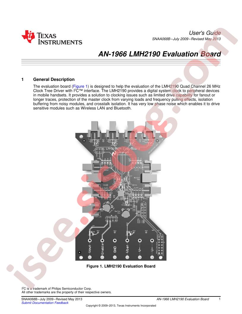 LMH2190 Eval Board AppNote