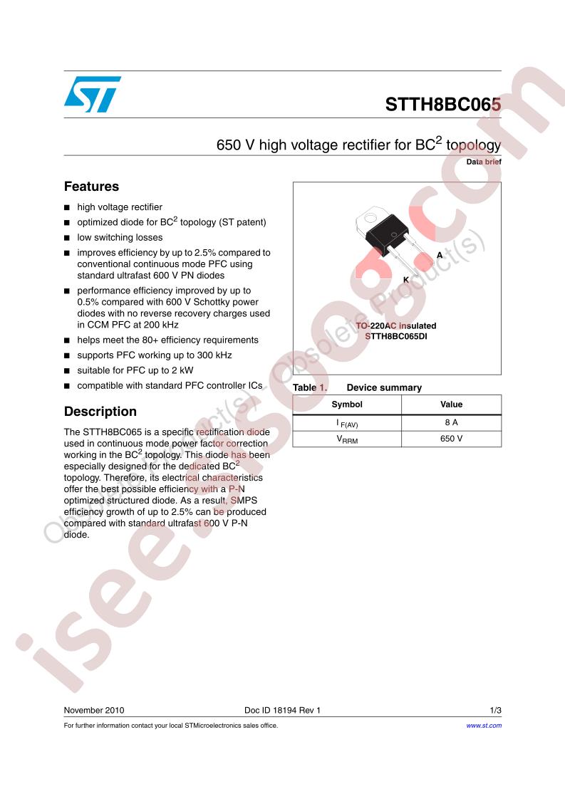 STTH8BC065 Data Brief