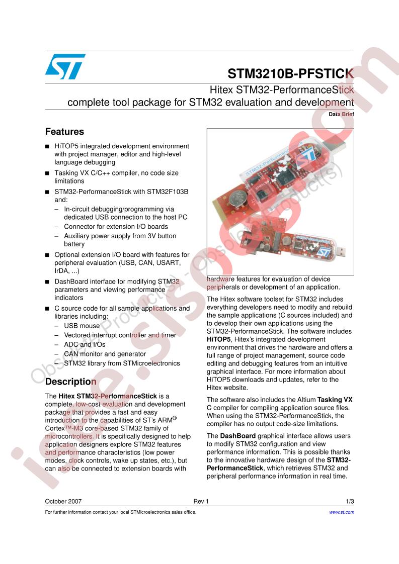 STM3210B-PFSTICK Data Brief