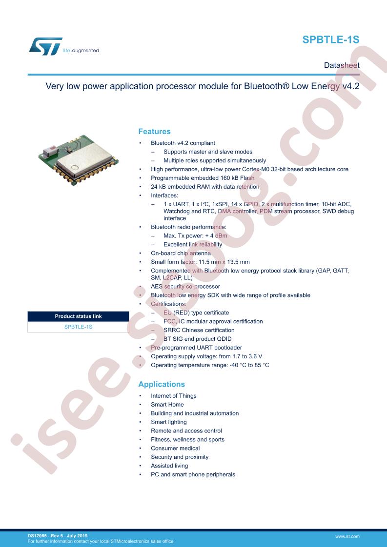 SPBTLE-1S Datasheet