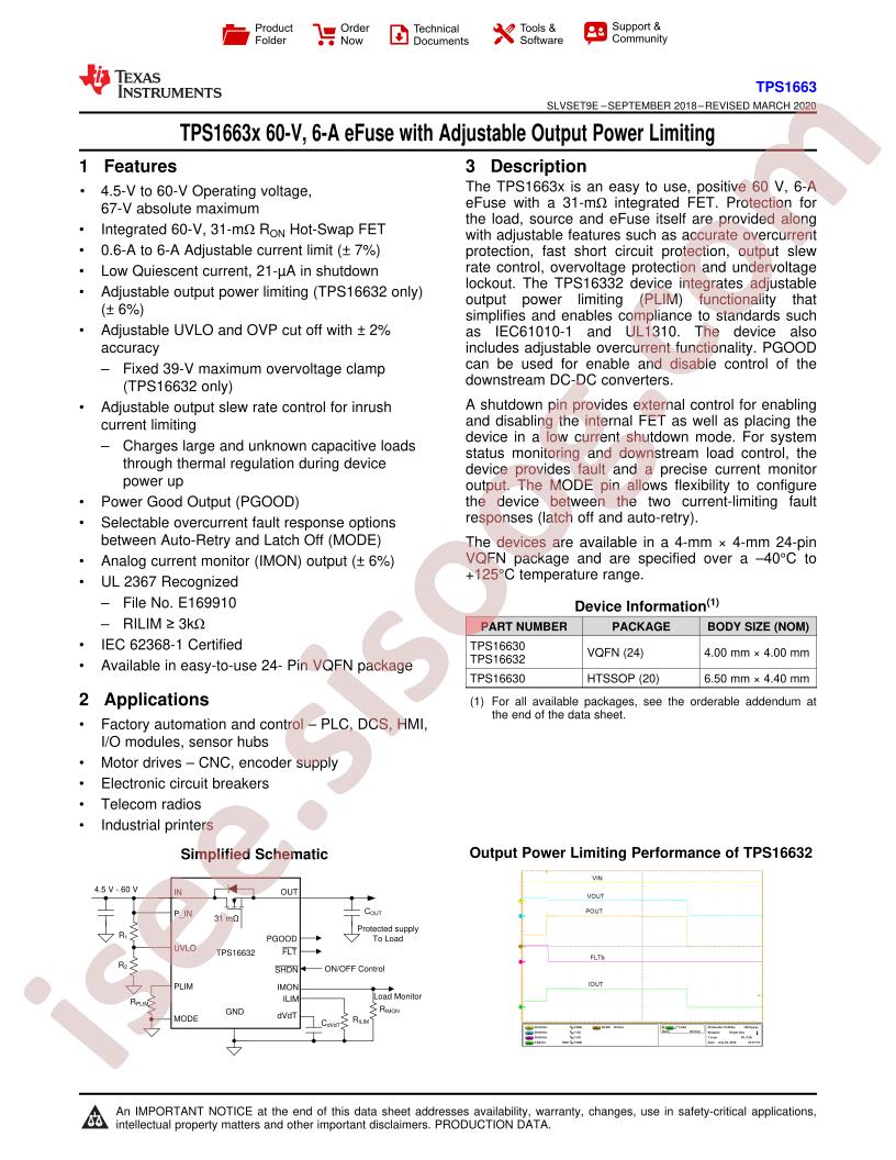 TPS1663 Datasheet