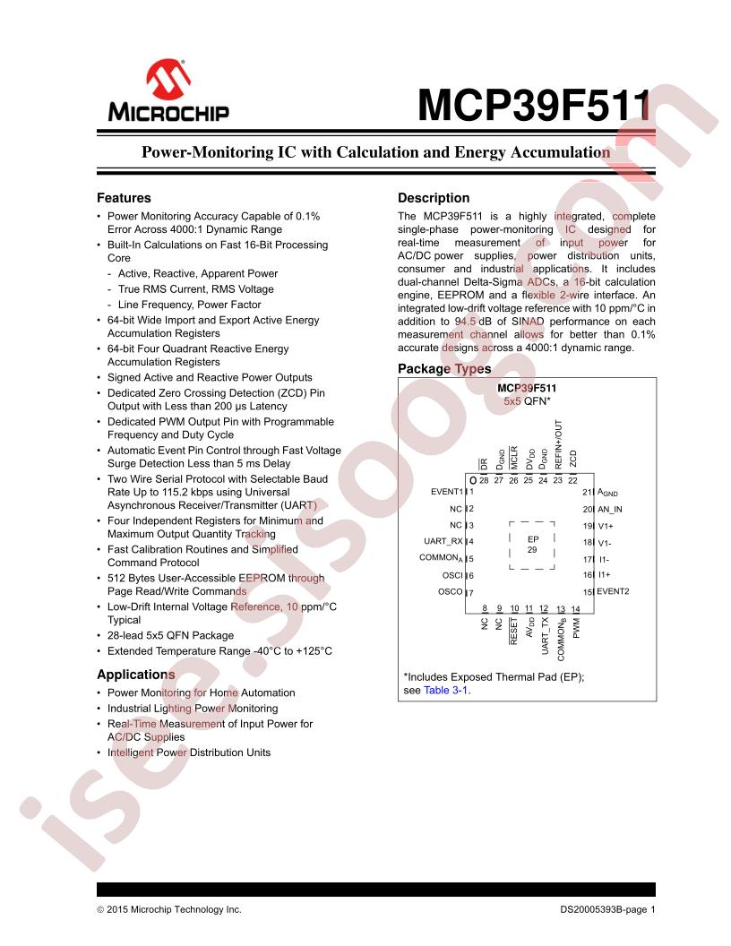MCP39F511 Datasheet