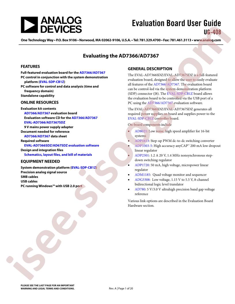 EVAL-AD7366/67 User Guide
