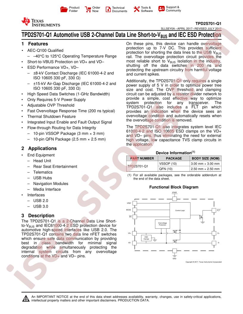 TPD2S701-Q1 Datsheet