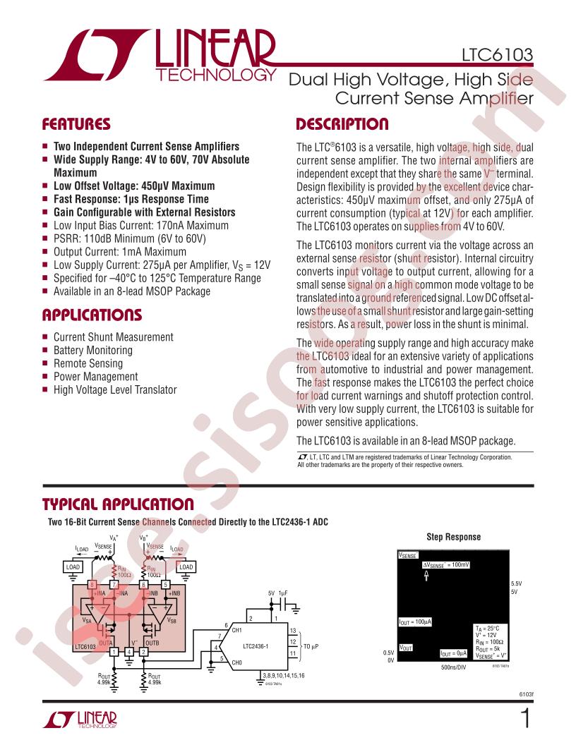 LTC6103 Datasheet