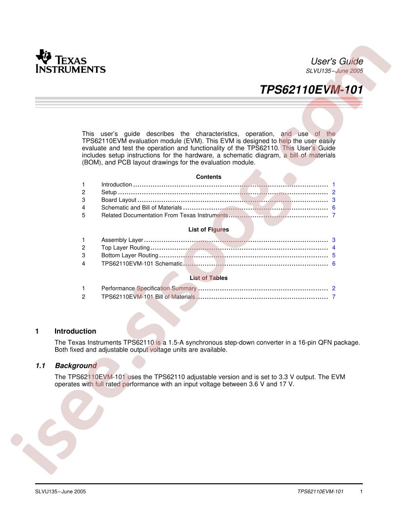 TPS62110EVM-101 Users Guide