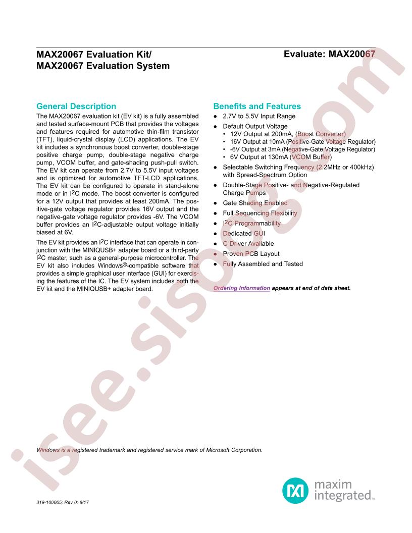 MAX20067 Evaluation Kit, System