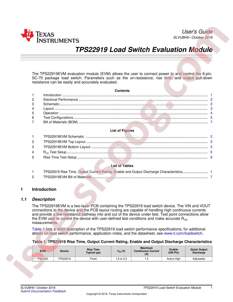 TPS22919EVM User Guide