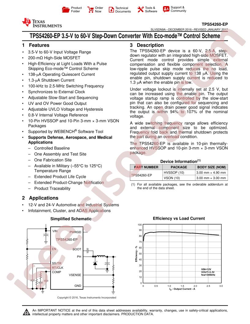 TPS54260-EP Datasheet