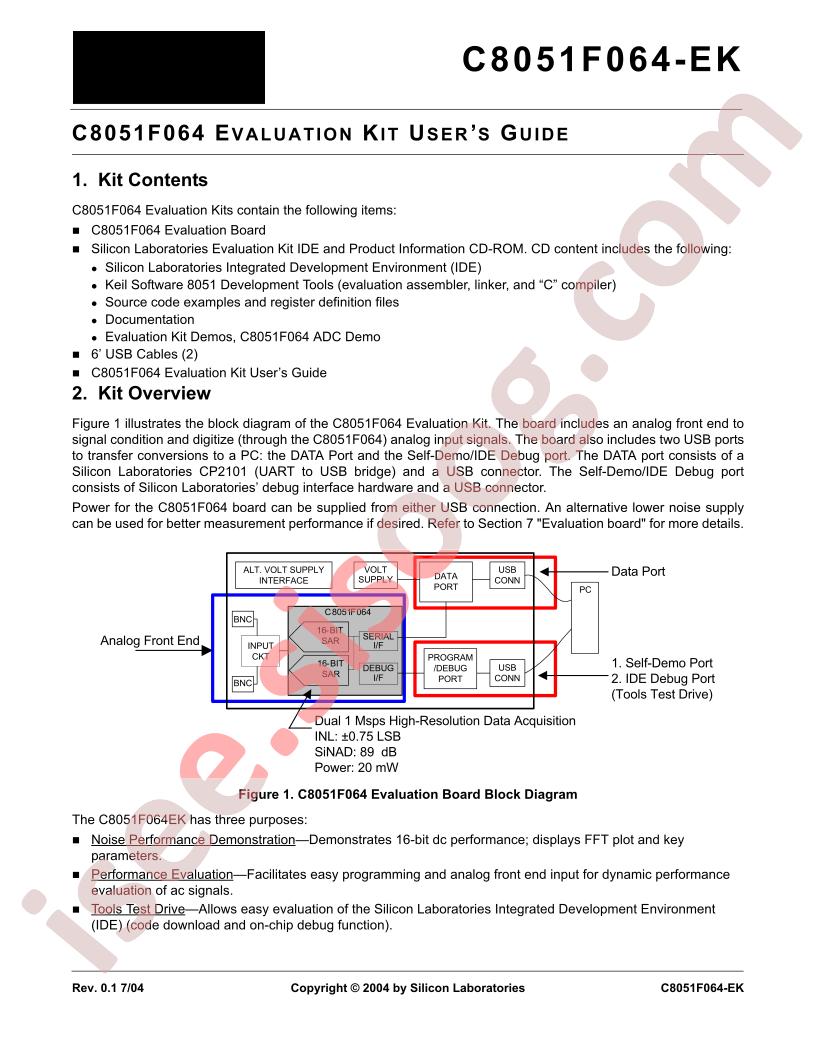 C8051F064-EK User Guide