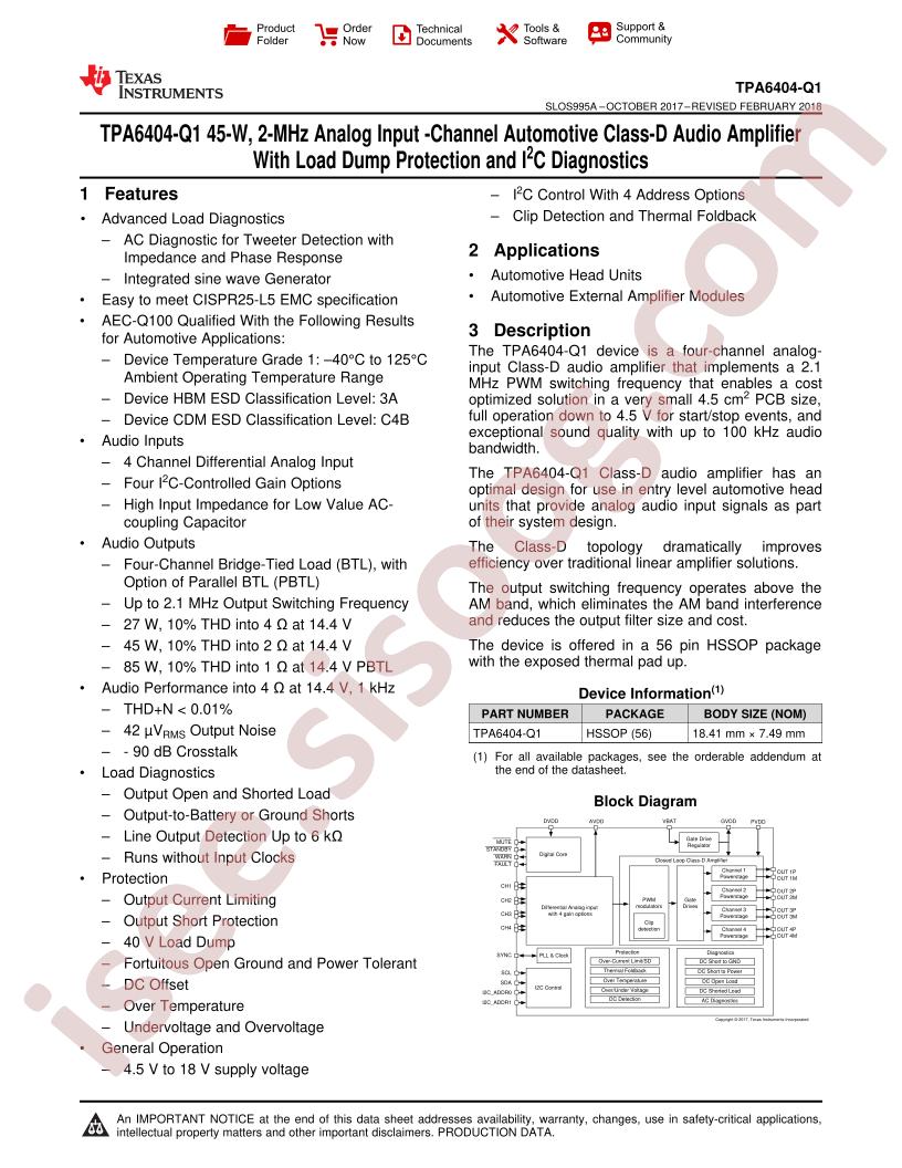 TPA6404-Q1 Datasheet