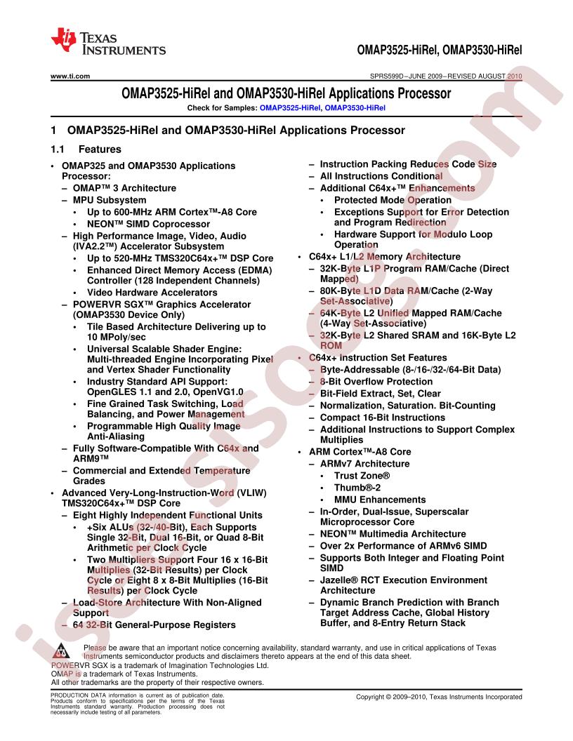 OMAP3525/30 Appl Processor