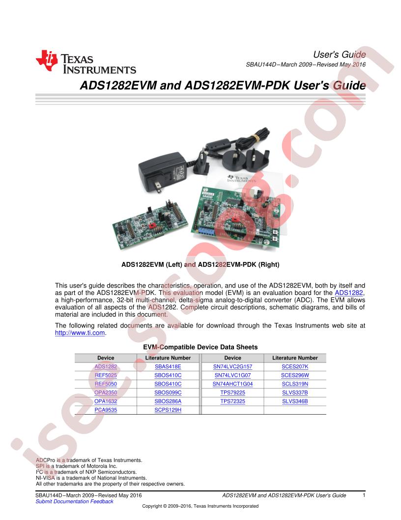 ADS1282EVM/-PDK Guide