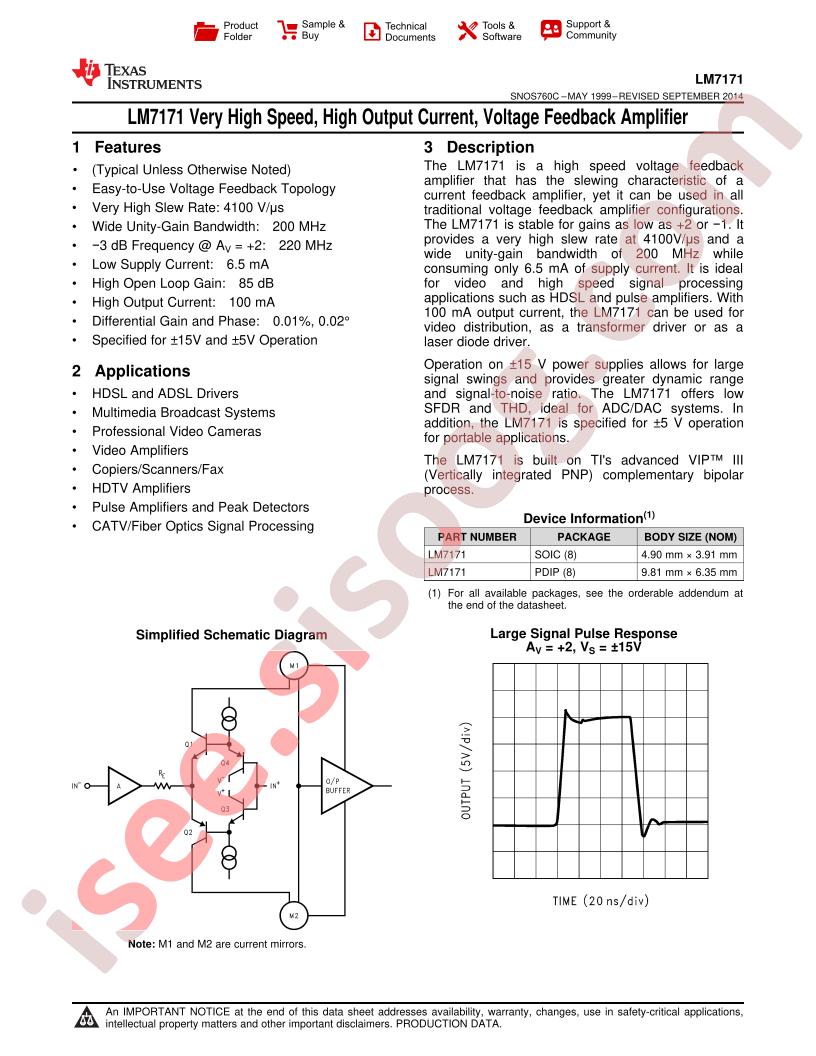 LM7171 Datasheet