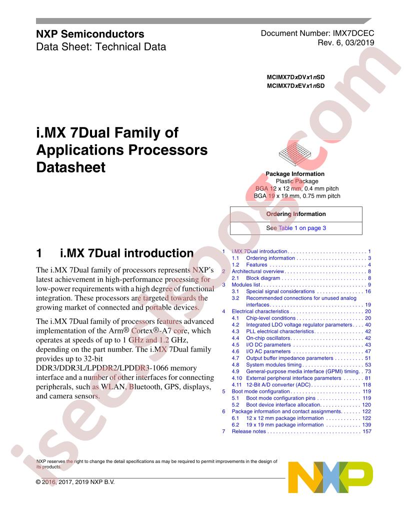 MCIMX7D2D Datasheet