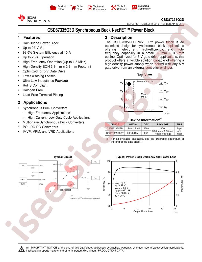 CSD87335Q3D Datasheet