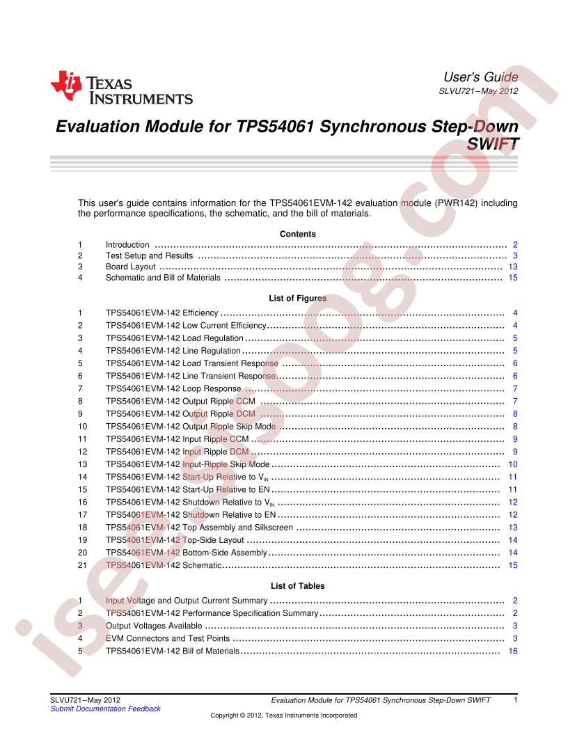 TPS54061EVM-142 User Guide