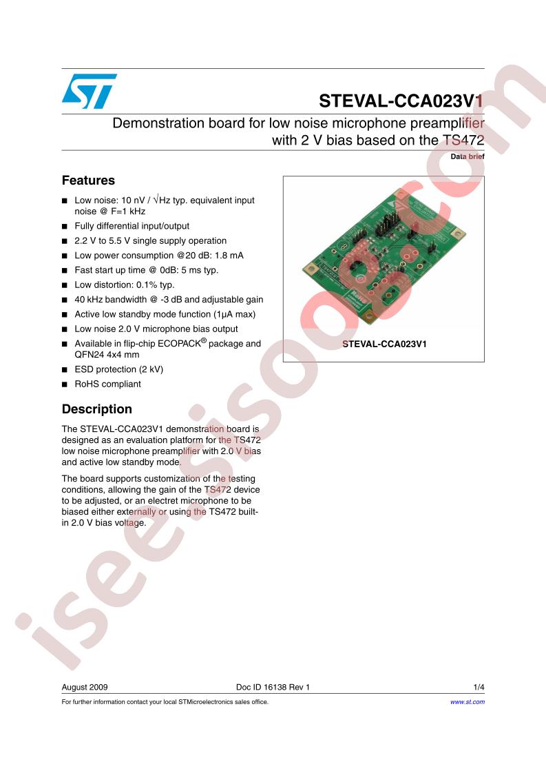 STEVAL-CCA023V1 Data Brief