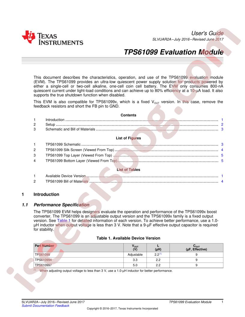 TPS61099EVM-768 User Guide