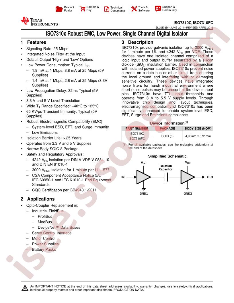 ISO7310C Datasheet