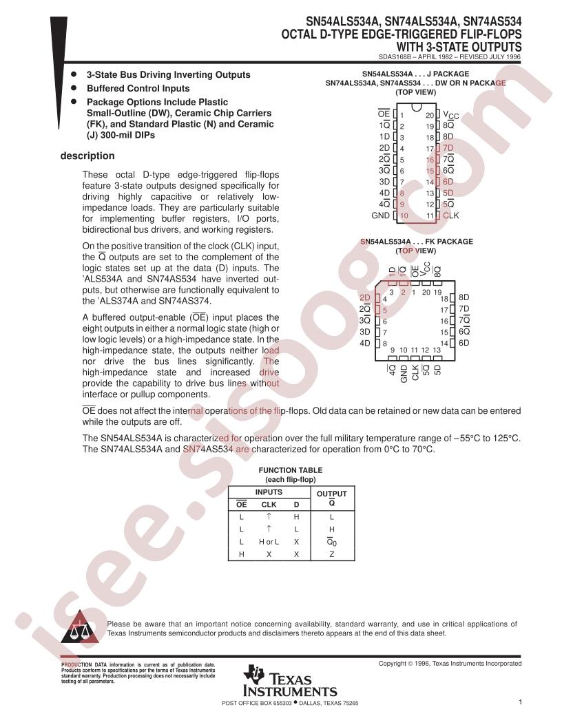SN54ALS534A, SN74ALS534A, SN74AS534