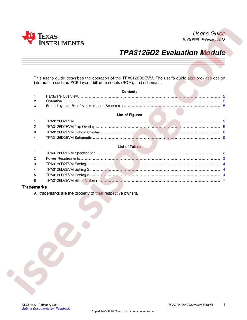 TPA3126D2EVM User Guide