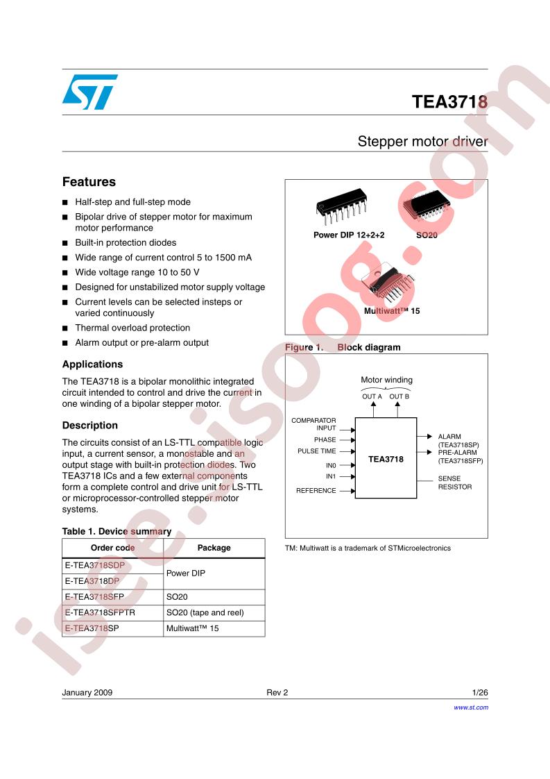 TEA3718 Datasheet