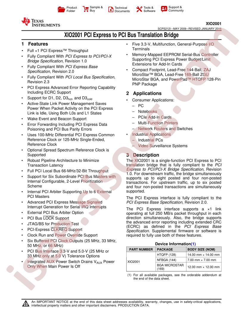 XIO2001 Datasheet