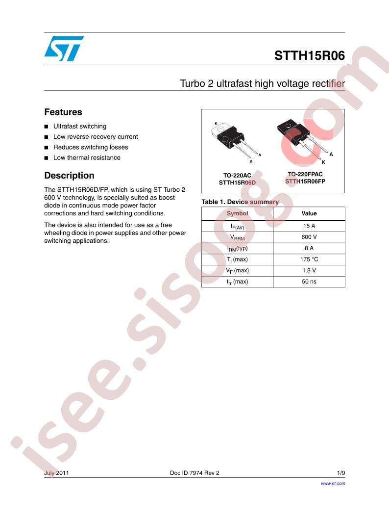 STTH15R06D/FP