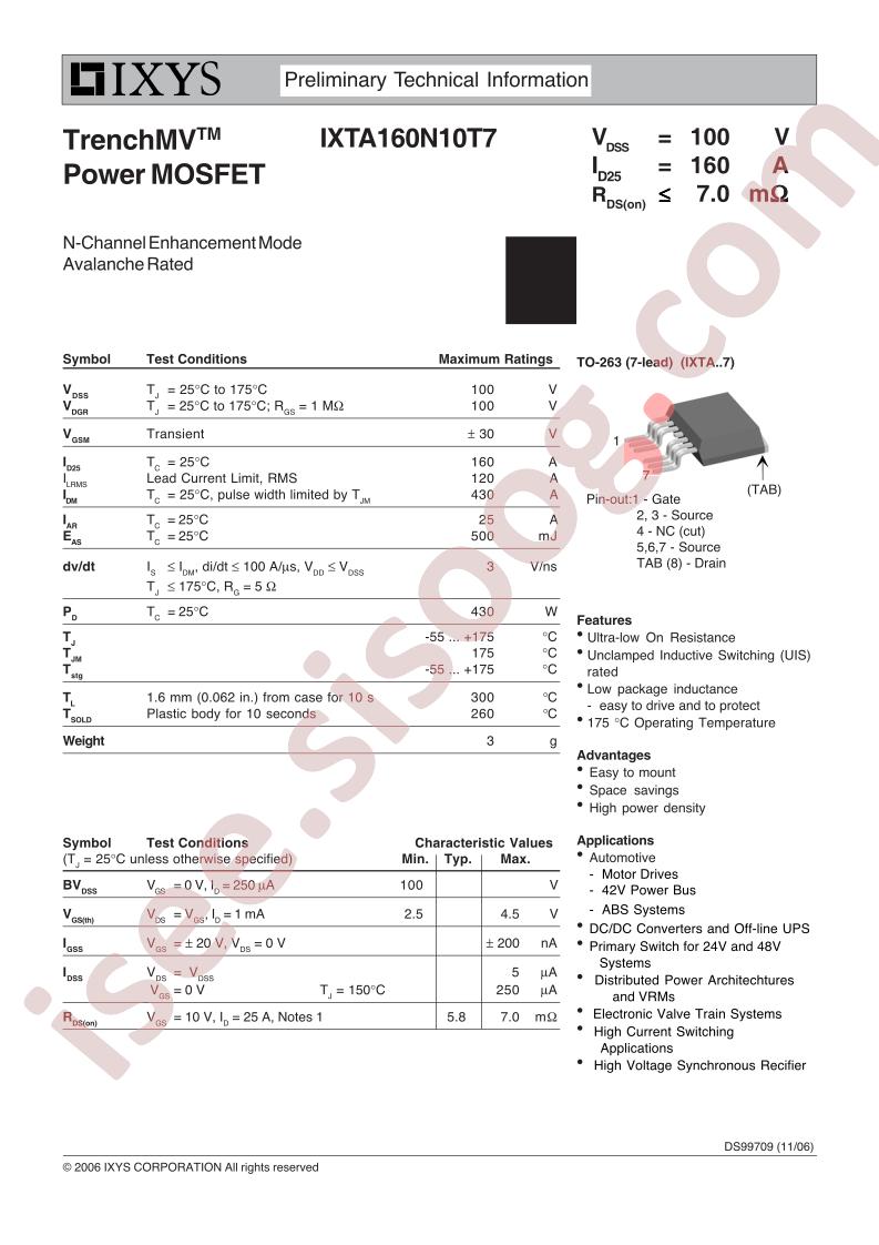 IXTA160N10T7