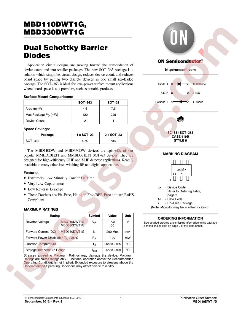 MBD110/330DWT1G Datasheet