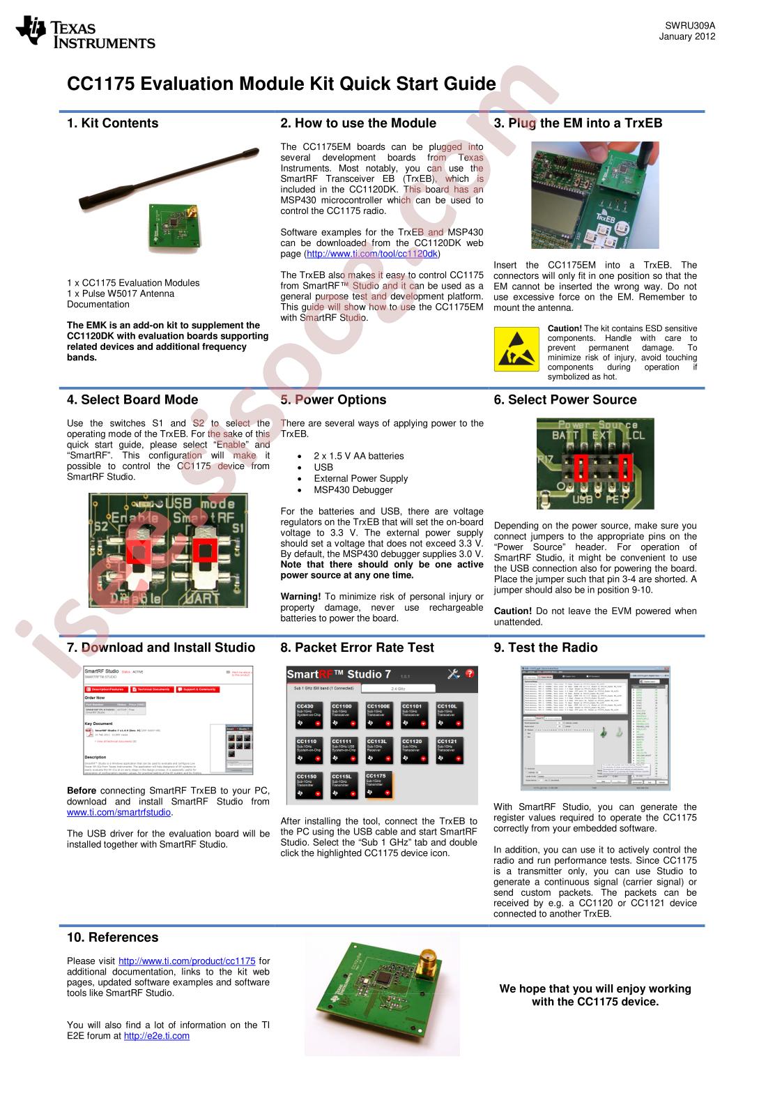 CC1175 User Guide Kit QSG