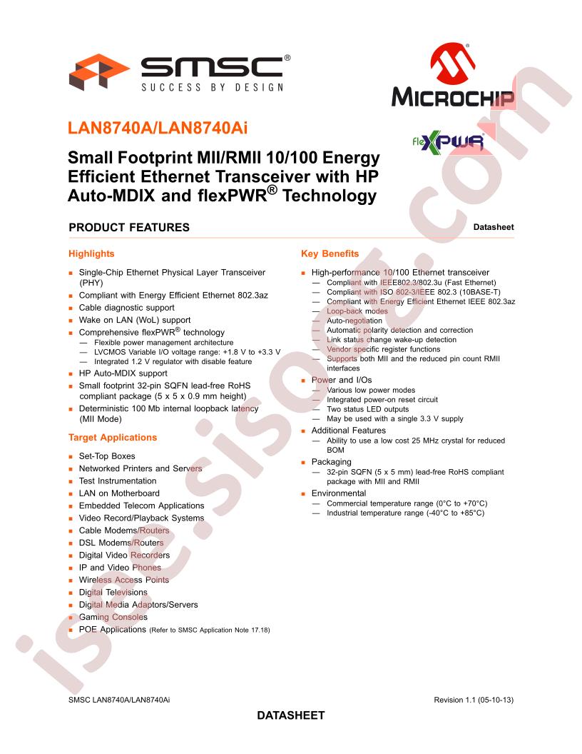 LAN8740A(i) Datasheet