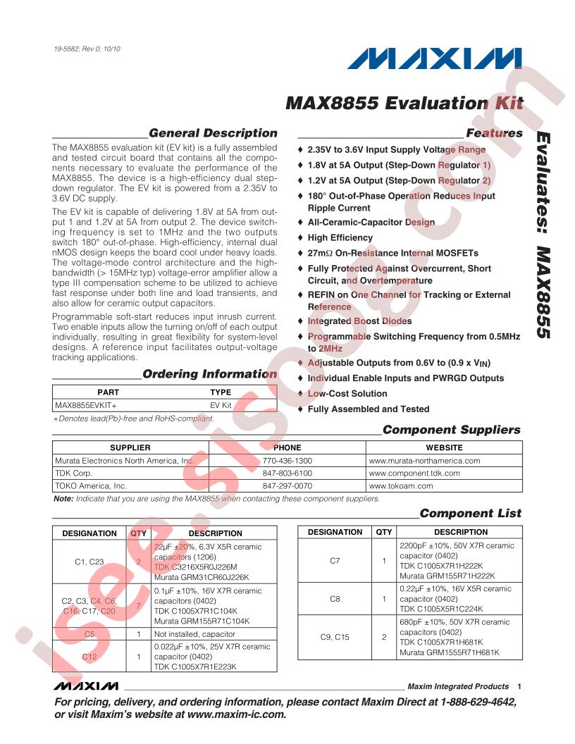 MAX8855EVKIT+