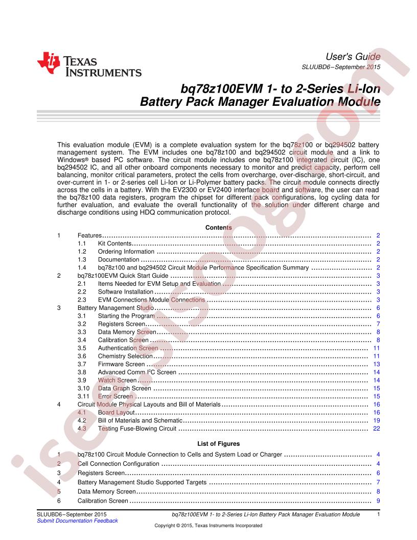 BQ78Z100EVM-532 User Guide