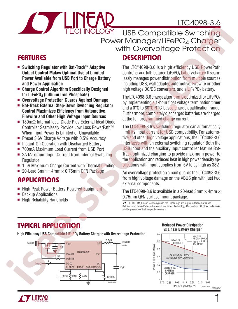 LTC4098-3.6 Datasheet