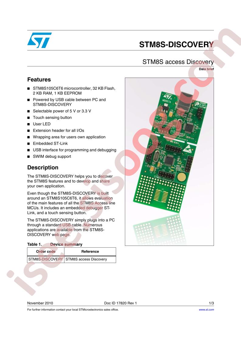 STM8S-DISCOVERY Data Brief