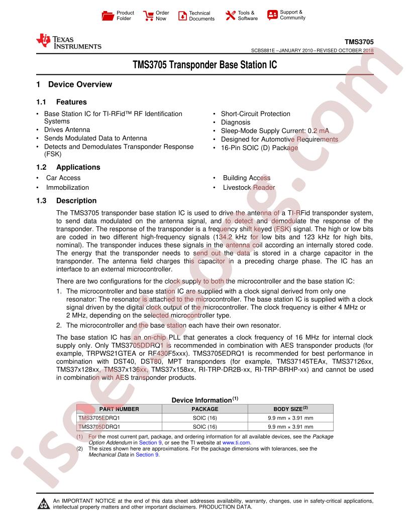 TMS3705 Datasheet