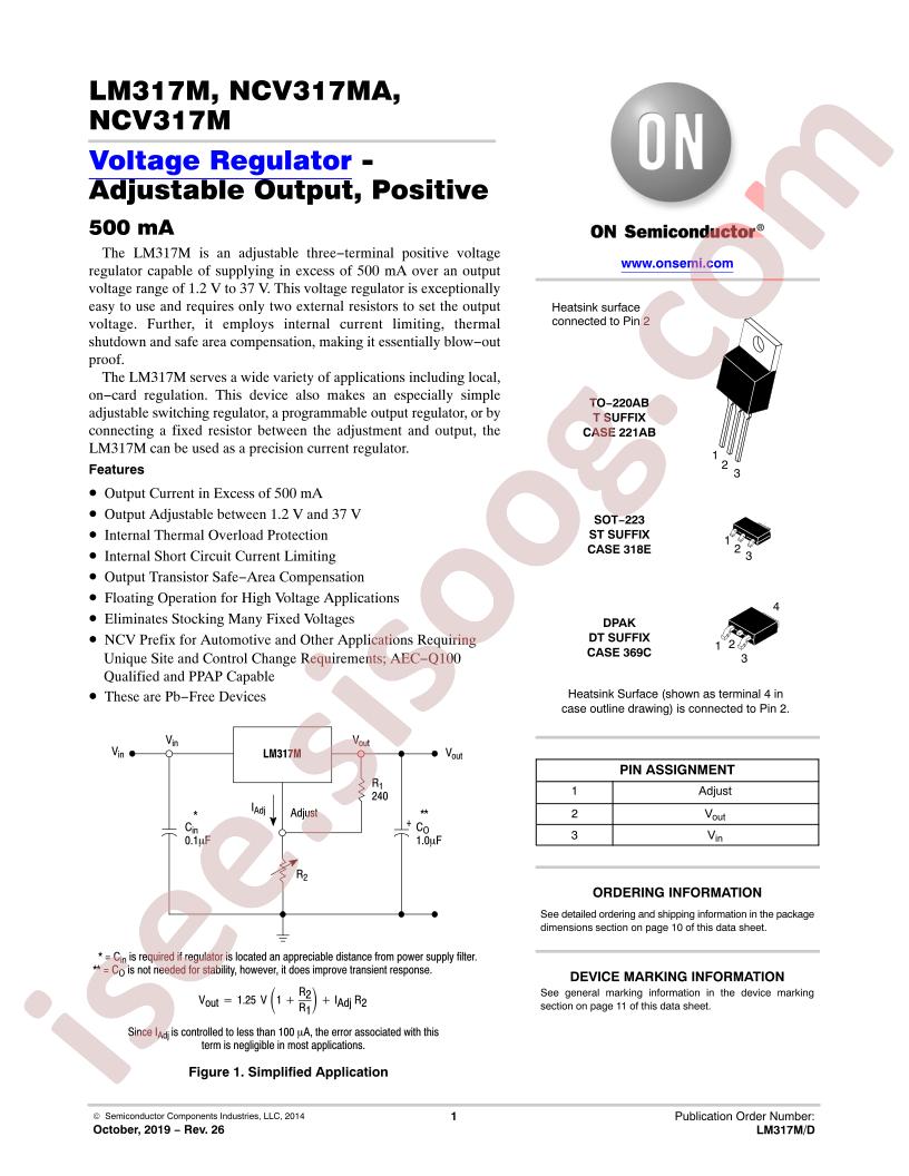 LM317M, NCV317MA, NCV317M