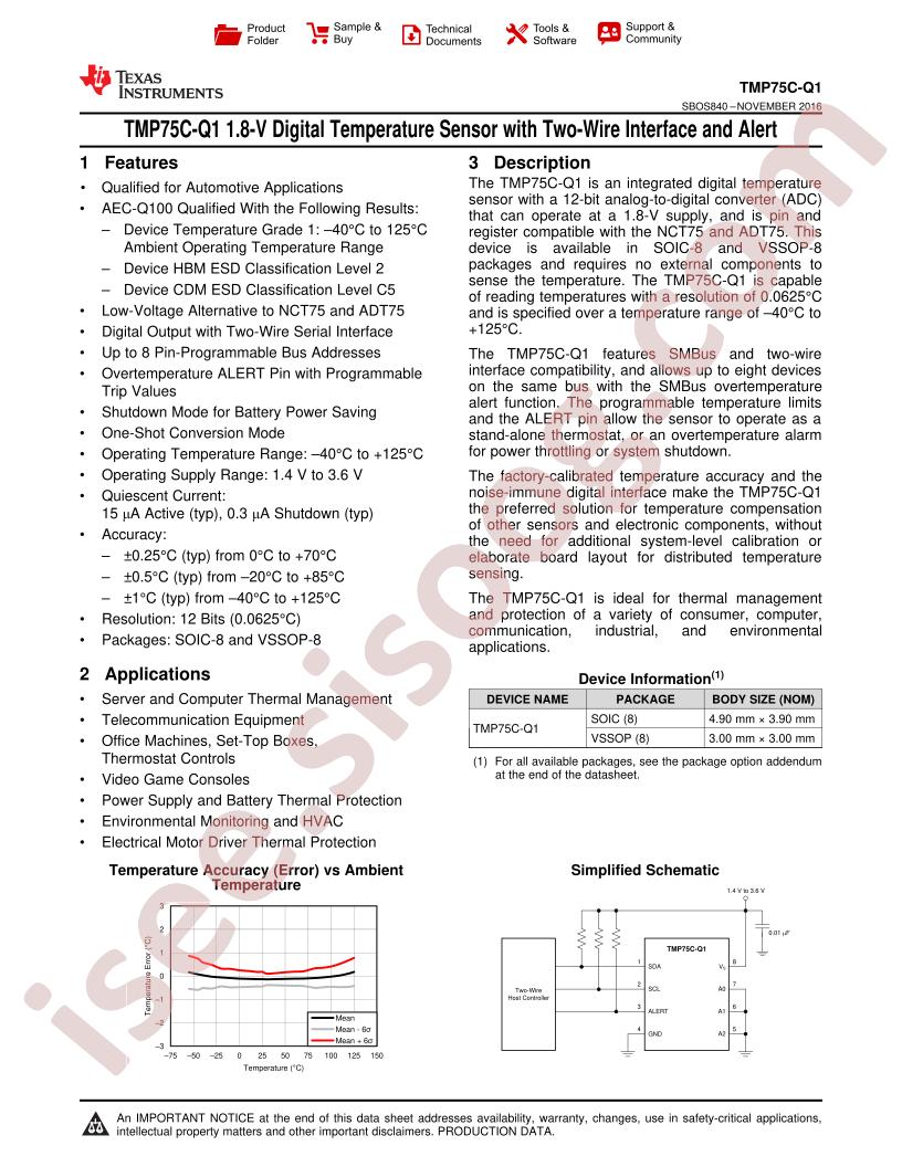 TMP75C-Q1 Datasheet