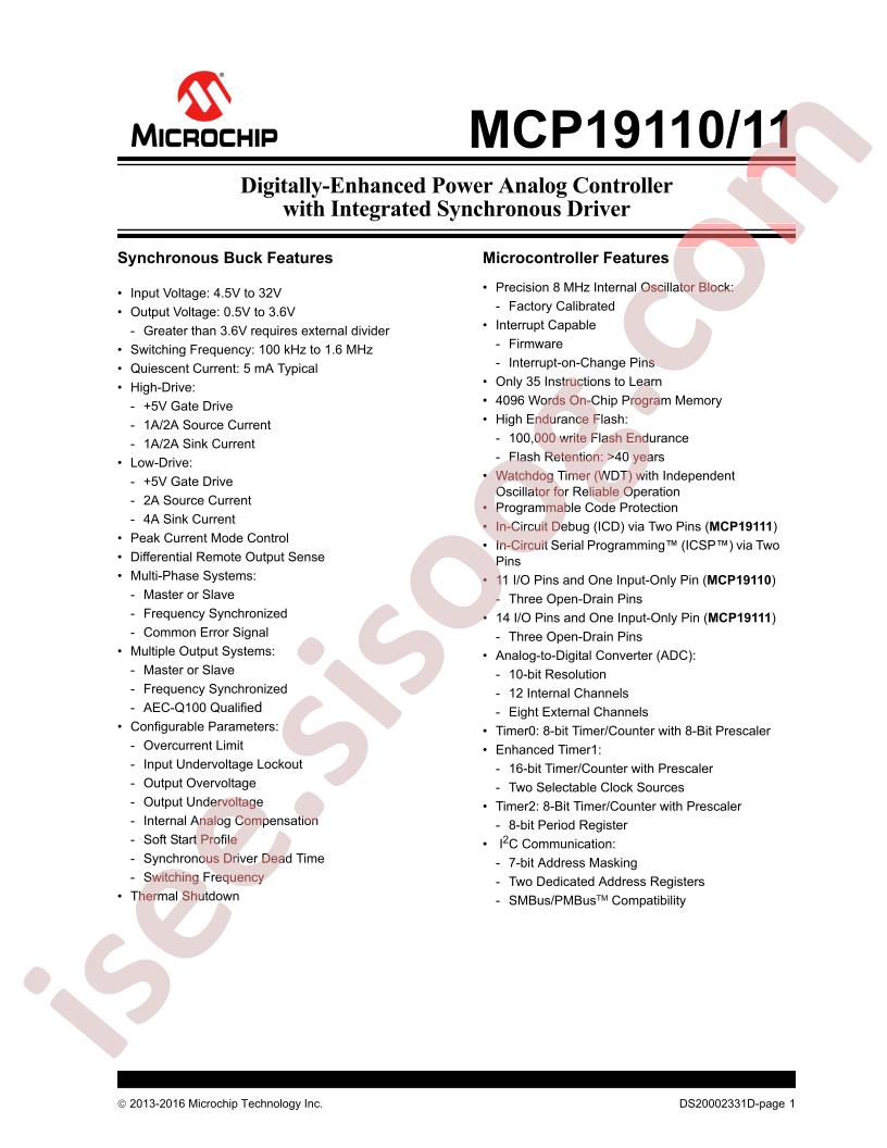 MCP19110/11 Datasheet