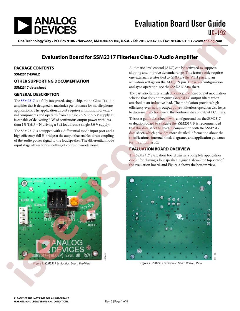 SSM2317-EVALZ Guide