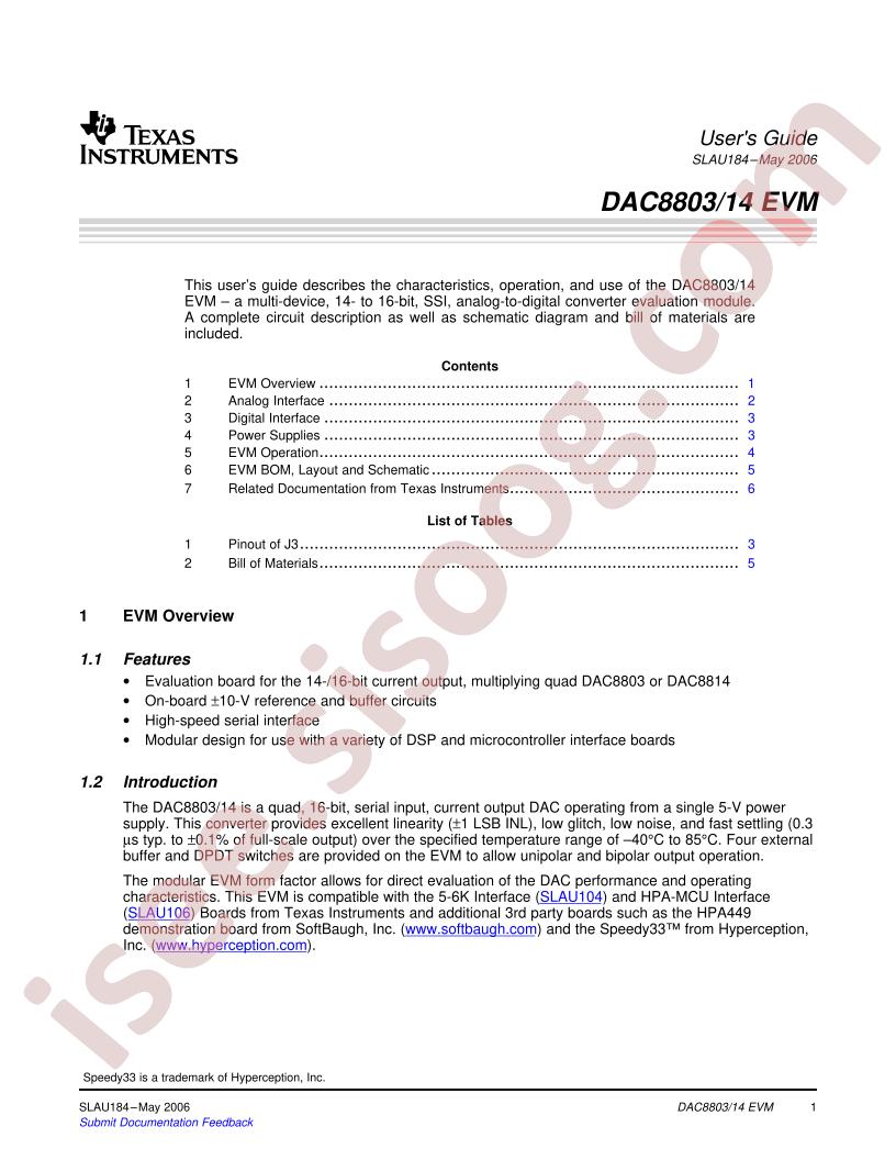 DAC8803, 8814 EVM User Guide