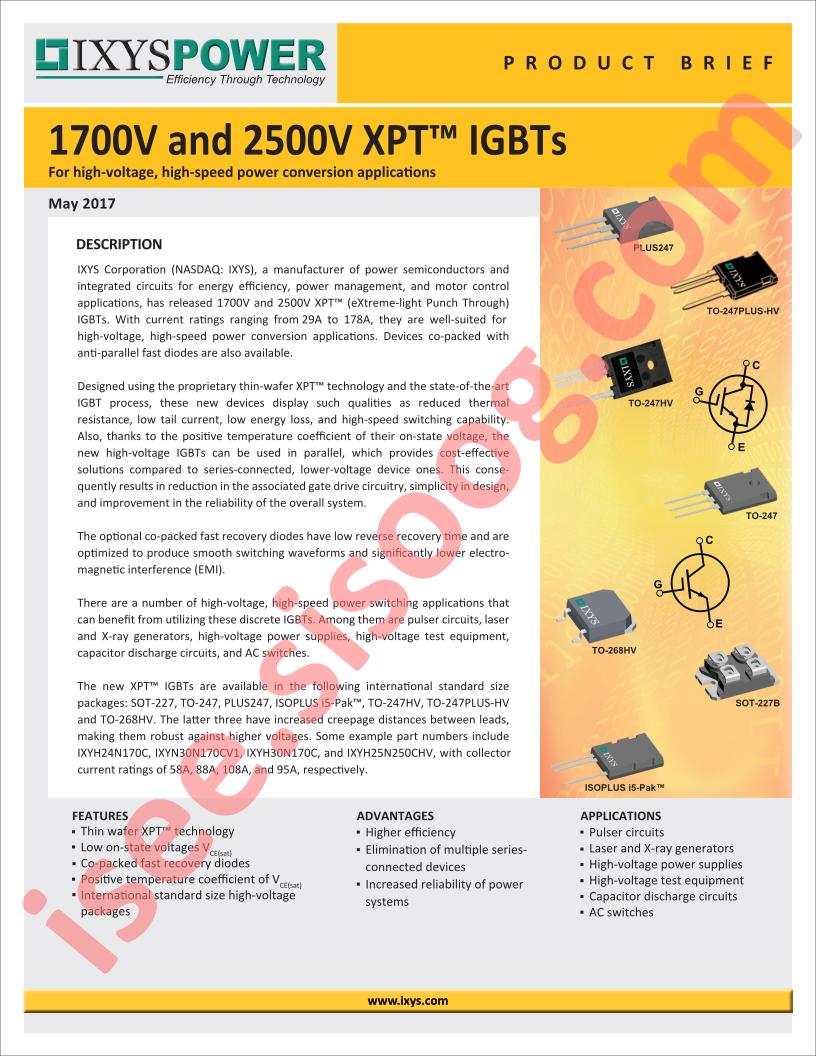XPT™ IGBT 1700V/2500V Prod Brief