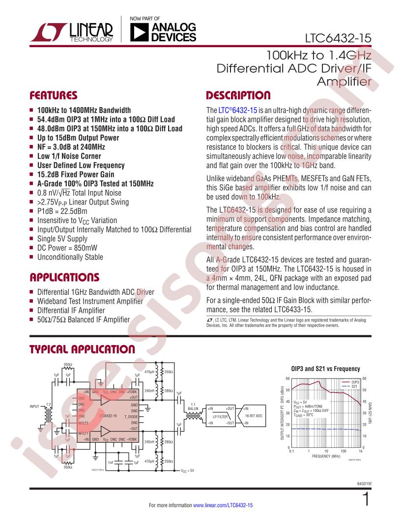 LTC6432-15 Datasheet