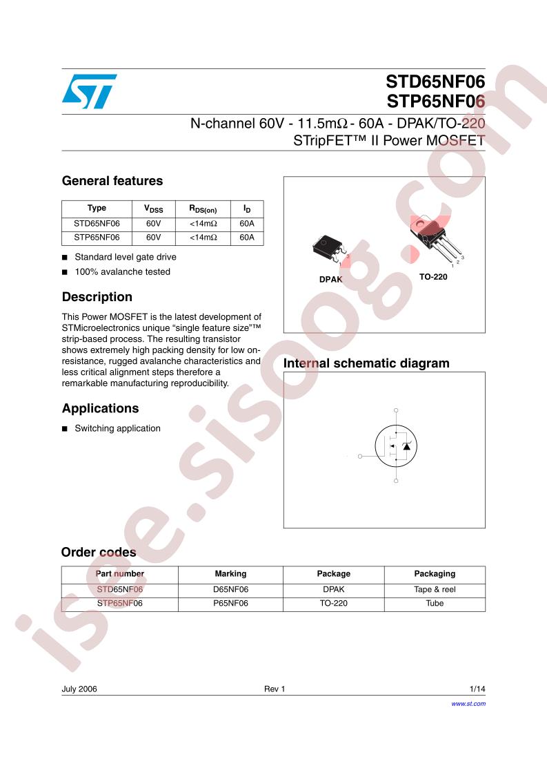 STD65NF06, STP65NF06