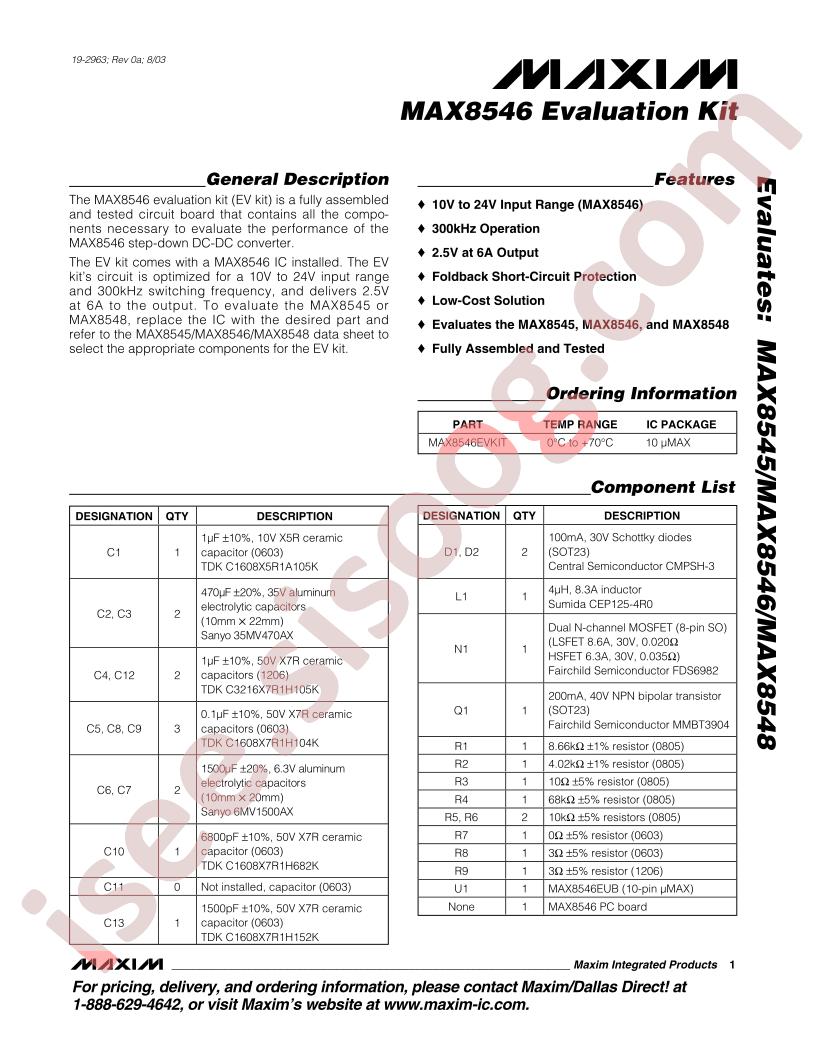 MAX8546 Eval Kit