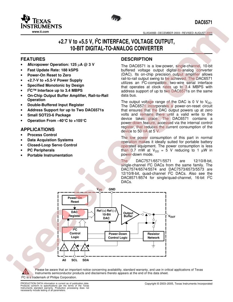 DAC6571 Datasheet