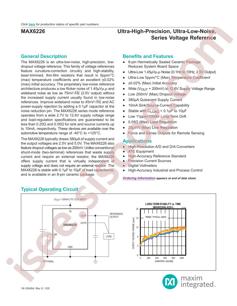 MAX6226 Datasheet