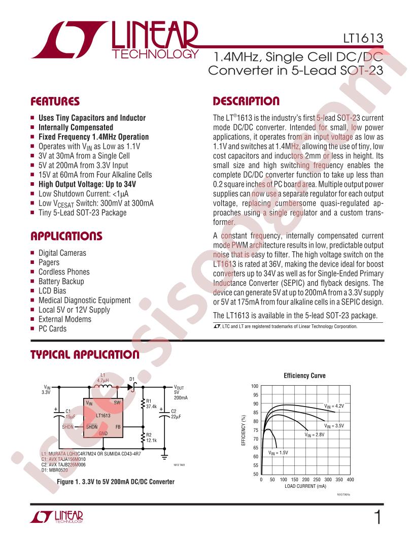 LT1613 Datasheet